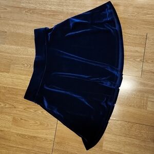 F21 blue velvet skater skirt sz medium